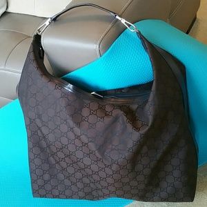 AUTHENTIC GUCCI GG MONOGRAMMED CANVAS LARGE HOBO